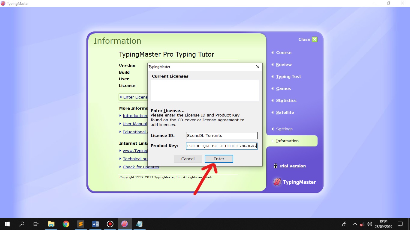 licence id and product key of typingmaster pro 7.01