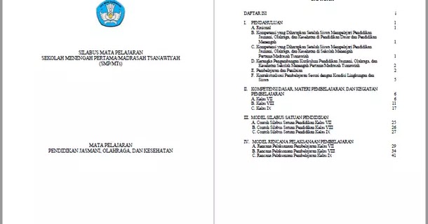 Silabus RPP PJOK SMP MTs Kurikulum 2013 Kelas VII, VIII