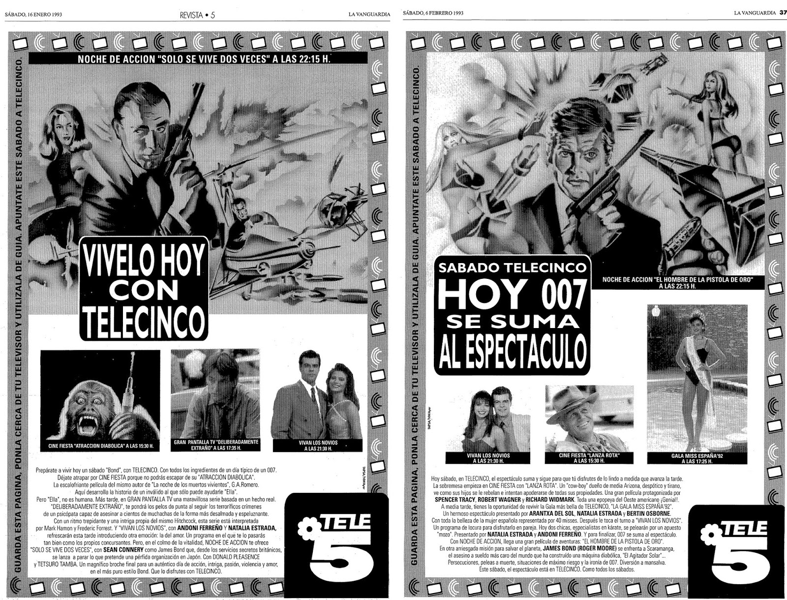 Illustrated 007 The Art of James Bond Spanish TV Guide Illustrations