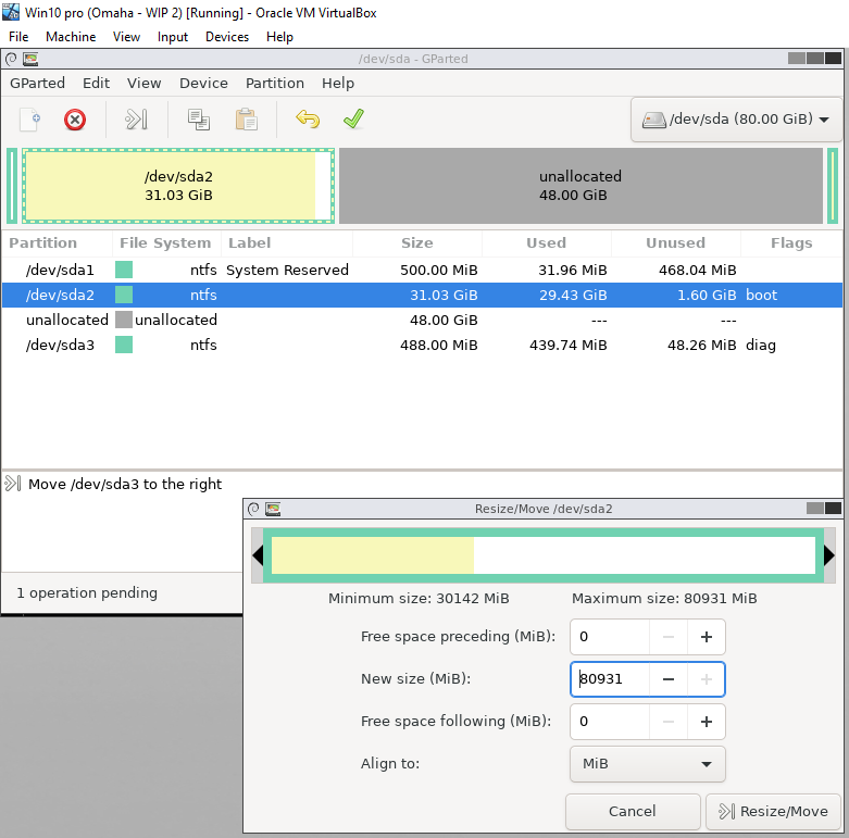 How to resize VirtualBox snapshots hard disk (no cloning required
