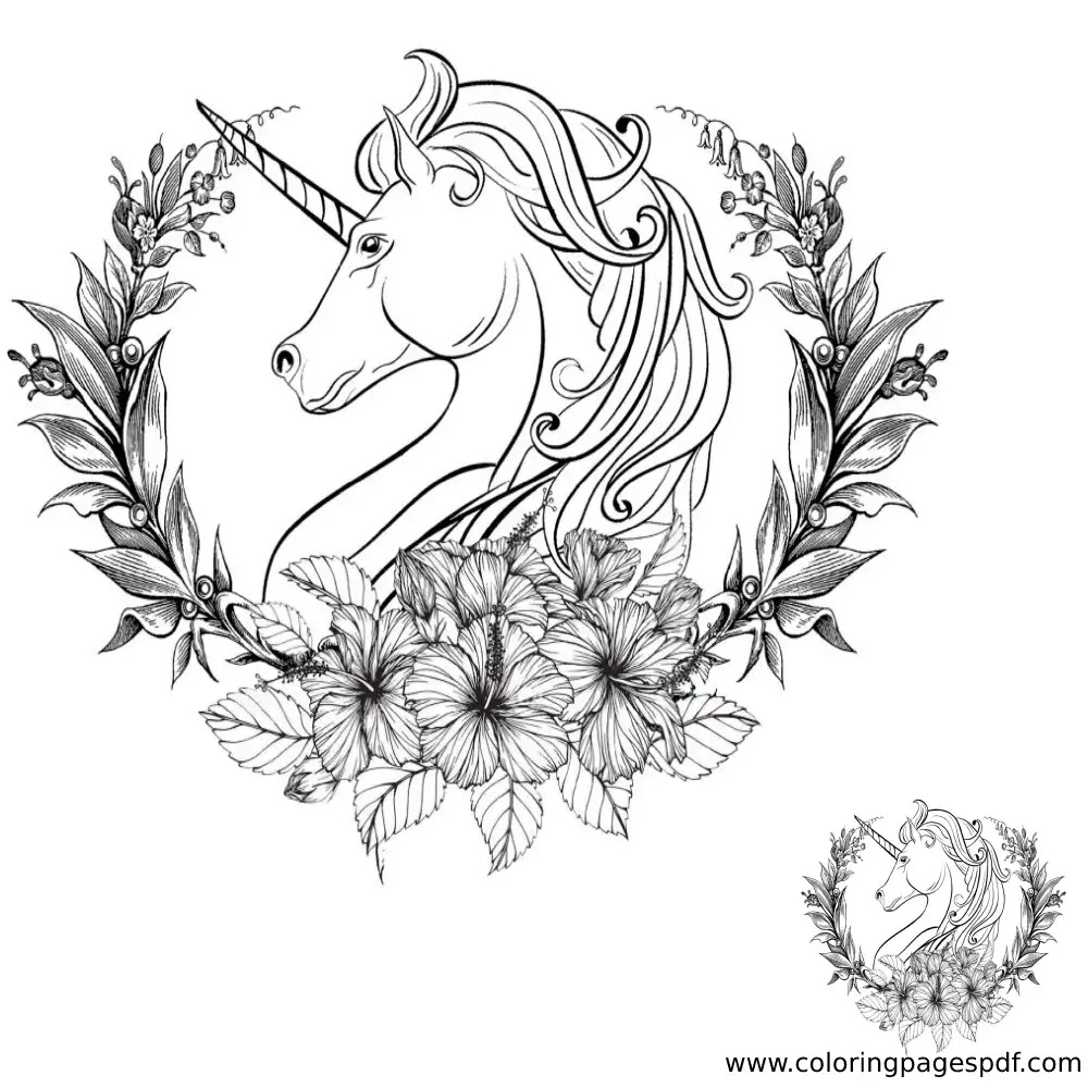 Coloring Page Of A long Horn Unicorn