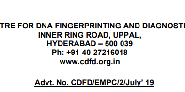 CDFD Lab Technician Recruitment 2019 (Hyderabad) - Previous Papers
