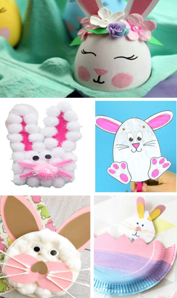 30+ Easter bunny crafts for kids to make this spring. #eastercrafts #easterbunnycrafts #bunnycraftsforkids #preschooleastercrafts #growingajeweledrose