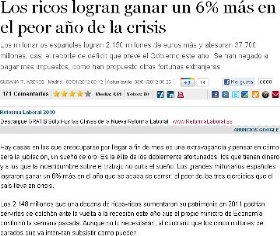 LOS RICOS GANAN UN 6% MÁS EN EL PEOR AÑO DE LA CRISIS.