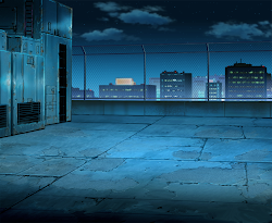 Anime Landscape: Hospital Rooftop at Night Anime Background