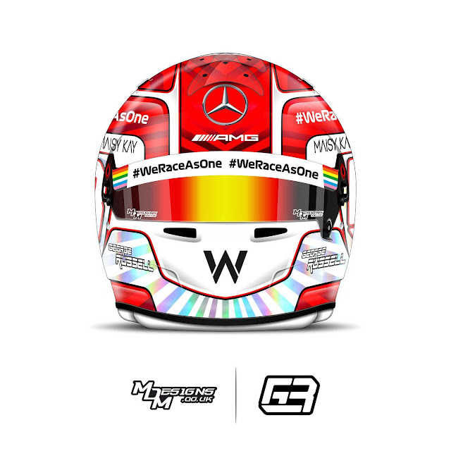 Racing Helmets Garage Bell HP77 G.Russell Bahrain 2020 by MDM Designs