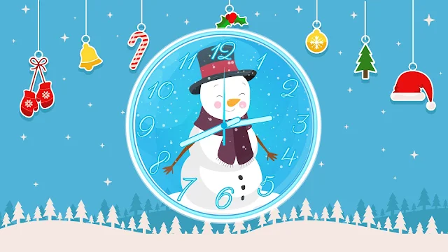 Christmas Snowman Clock Screensaver