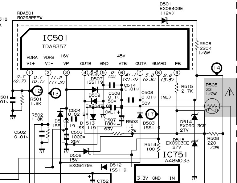 Skema Elektronika IC TDA8357J pada TV Sharp Universe