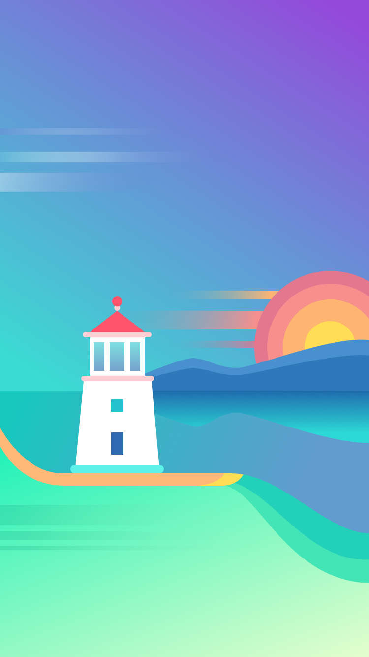 lighthouse beautiful illustration art wallpaper lockscreen for ios and android phones