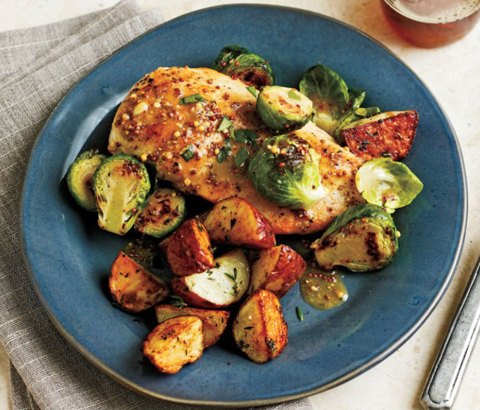 the fast diet Chicken & Brussels Sprouts with Mustard Sauce