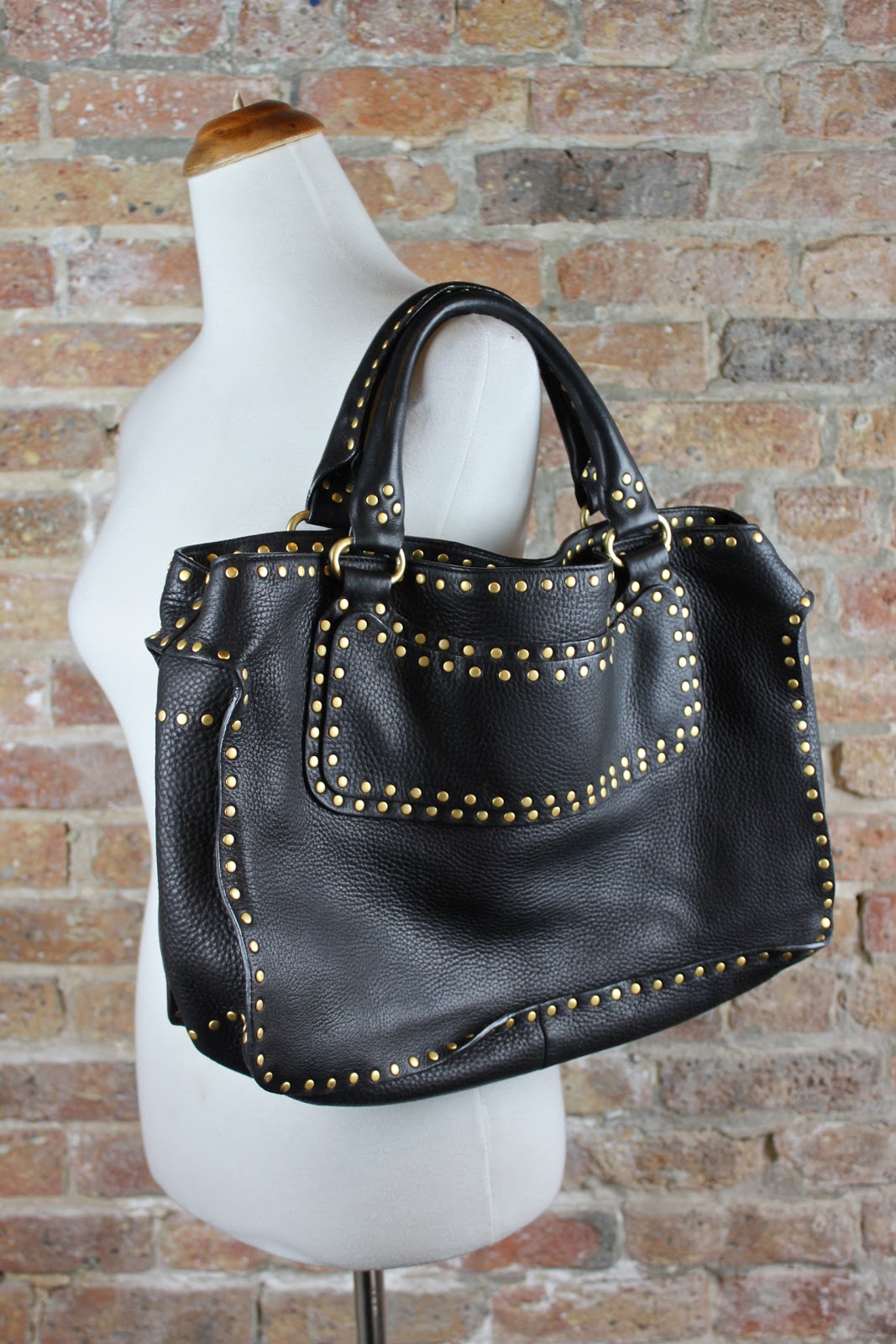 Shop Mag Style: Wilsons Black Leather Gold Studded Bag
