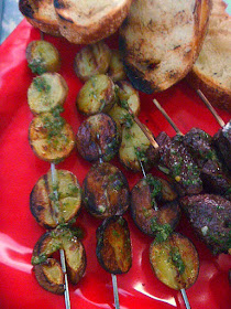 Steak and Potato Kabobs with Chimichurri Sauce: Tender steak and potato kabobs doused with a refreshing chimichurri sauce is just what the doctor ordered for summertime grilling! - Slice of Southern