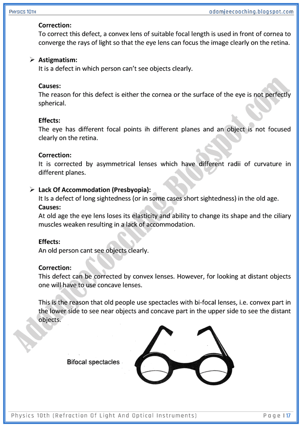 Adamjee Coaching Refraction of Light and Optical Instruments