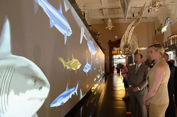 Princess Charlene of Monaco and Prince Albert II of Monaco visited a shark exhibition