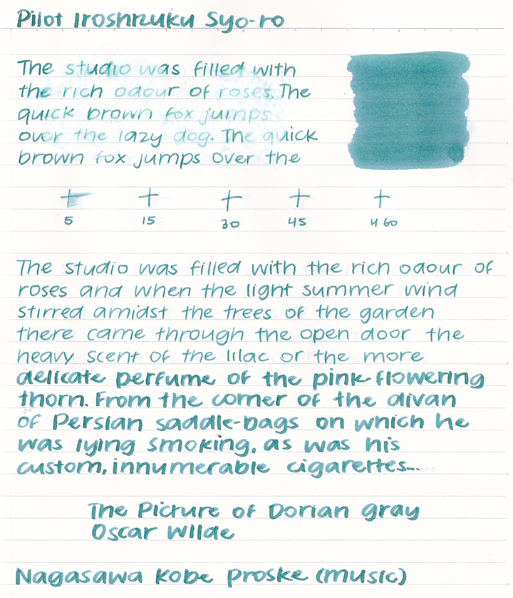 review pilot iroshizuku syoro ink between the teeth