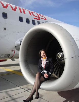 smiling stewardess