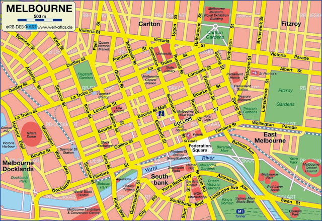Mapa turístico de Melbourne 