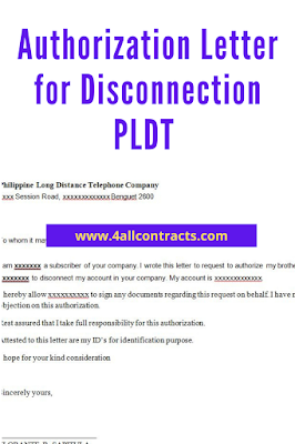 Authorization Letter for Disconnection PLDT