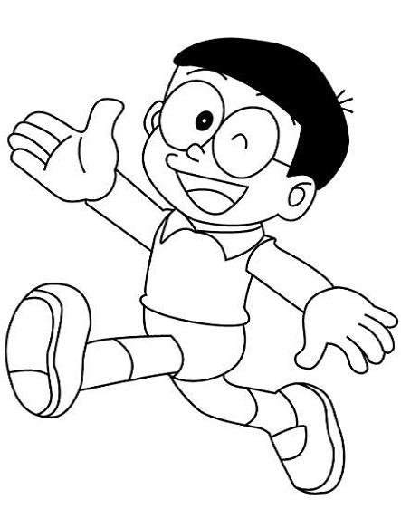 Tranh tô màu Nobita đang chạy