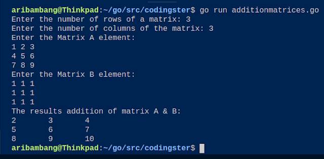 Go Program To Addition Two Matrices (Golang) - Codingster