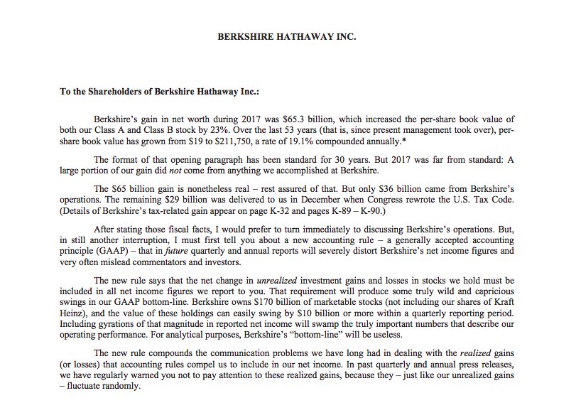 Warren Buffett Annual Letter Thankyou Letter