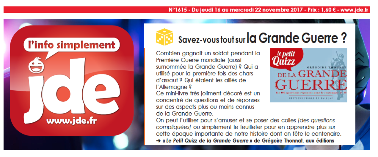 Le petit quizz de la grande guerre: Le journal des enfants - 16