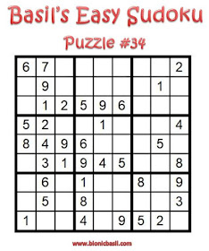 Basil's Easy Sudoku Puzzle #34 Brain Training with Cats ©BionicBasil® Downloadable Puzzle Fur Purrsonal Use Only