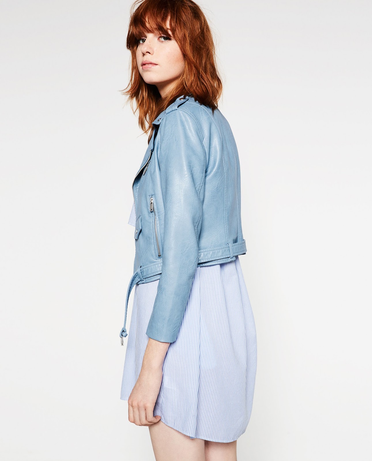 zara blue leather jacket