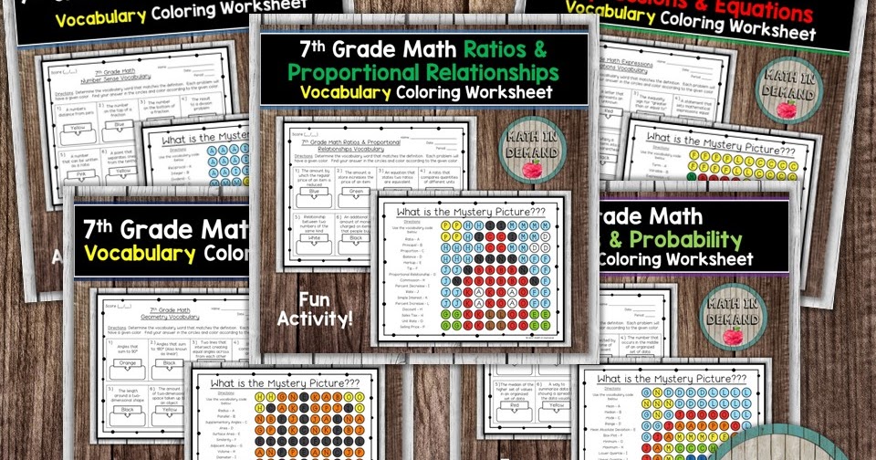 Math in Demand: 7th Grade Math Vocabulary Coloring Worksheets