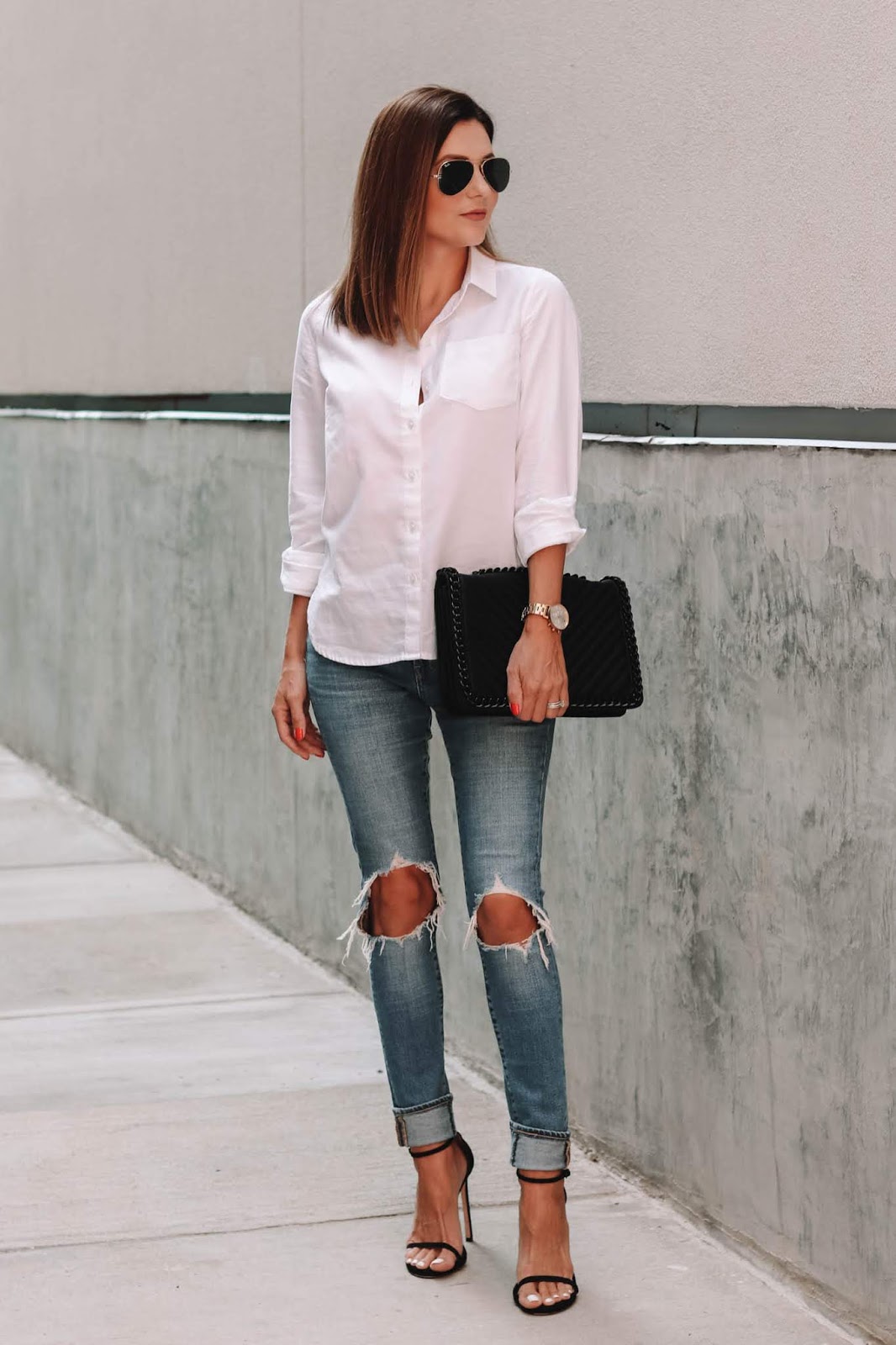 Summer, outfit, ideas, button down, distressed