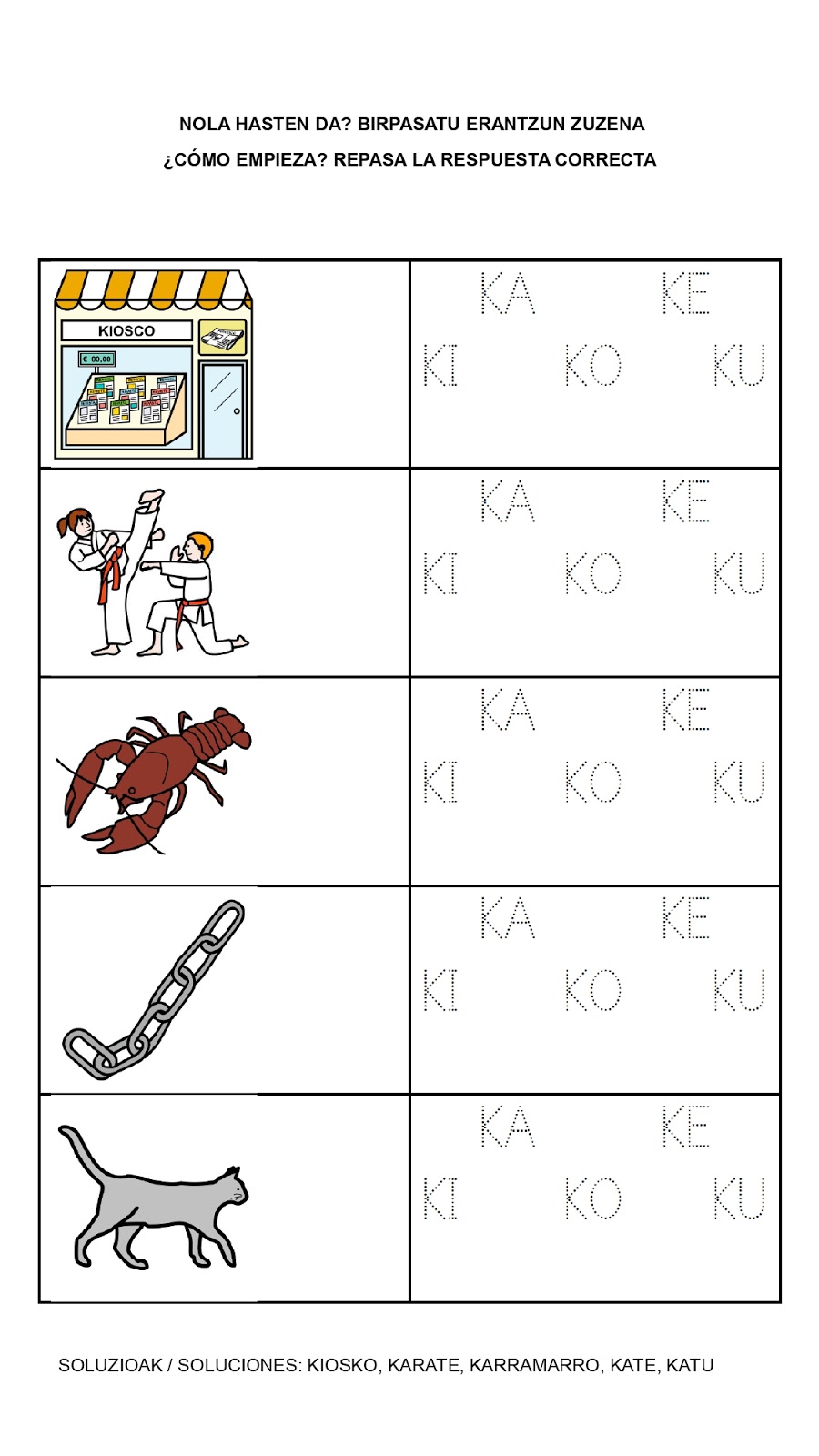 Haur Hezkuntza KA, KE, KI, KO, KU