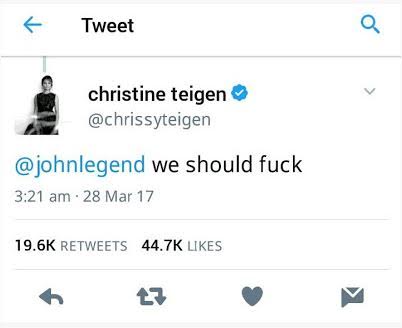 3 "We should f**k' - Chrissy Teigen tells John Legend on Twitter