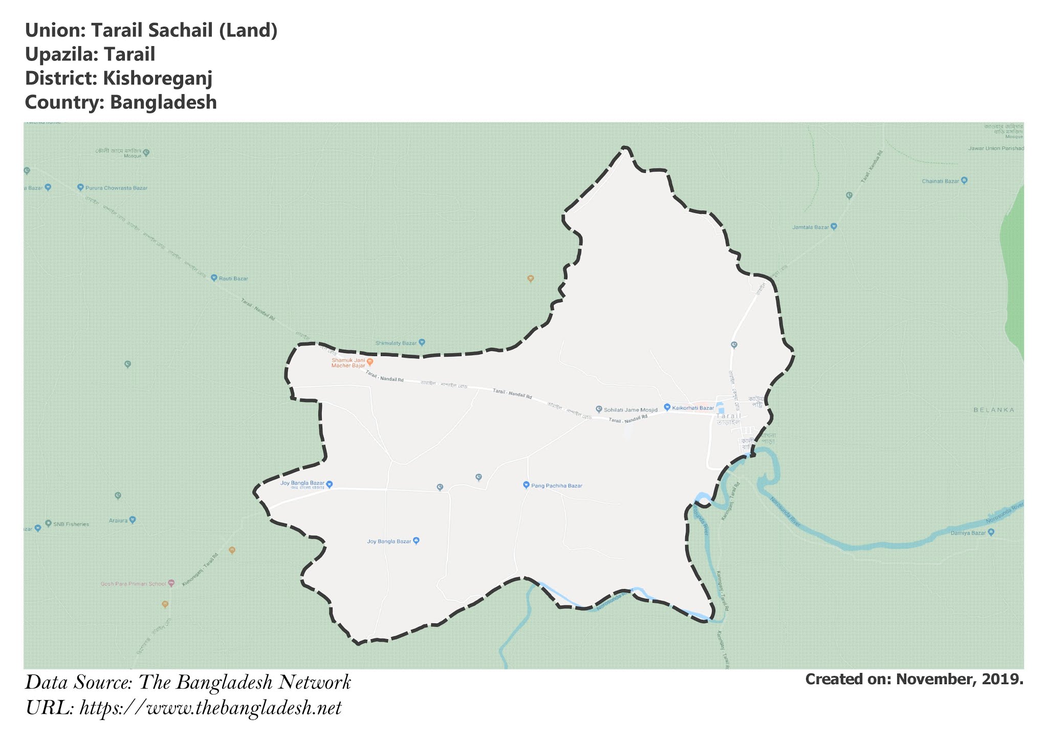 Map of Tarail Sachail of Tarail Upazila Map of Tarail Sachail of Kishoreganj, Bangladesh.