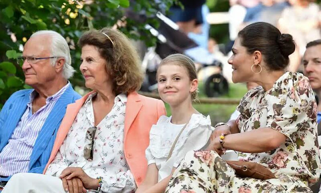 Princess Victoria wore a new Eugenie floral print dress by Ulla Johnson, Princess Sofia wore a new printed poplin dress by Zara
