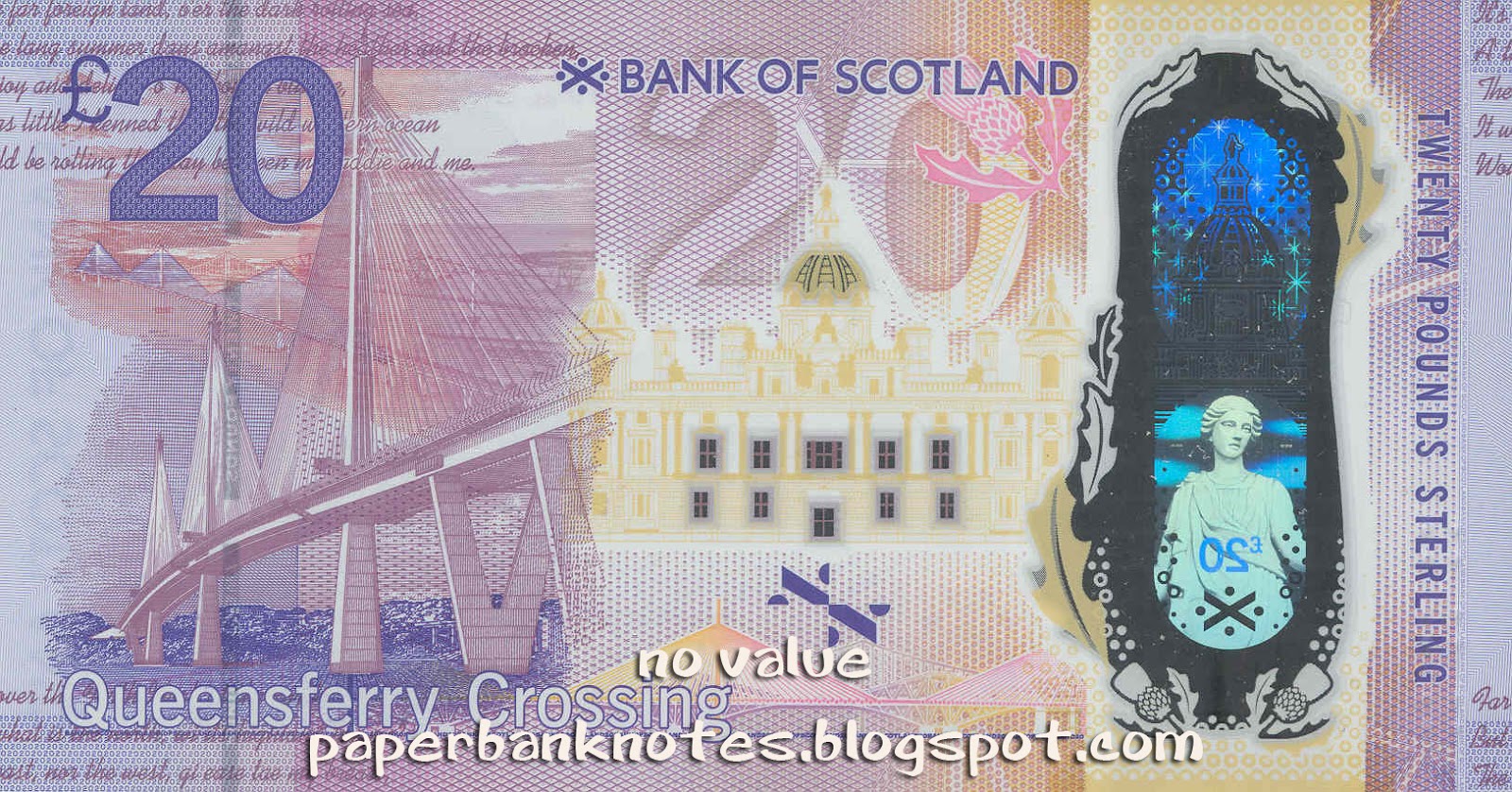 commemorative .Scotland, Bank of Scotland Limited £20 Polymer and