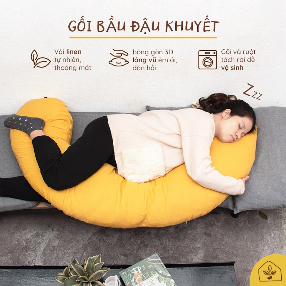 [A159] Gối Bầu Đậu Khuyết: Giúp mẹ bầu tận hưởng giấc ngủ thư thái