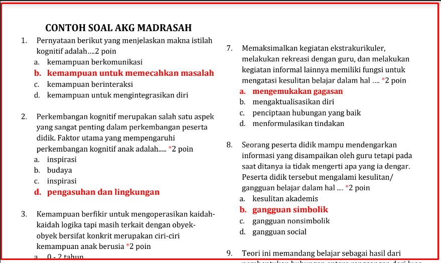 Contoh Soal Tes Sma Muhammadiyah