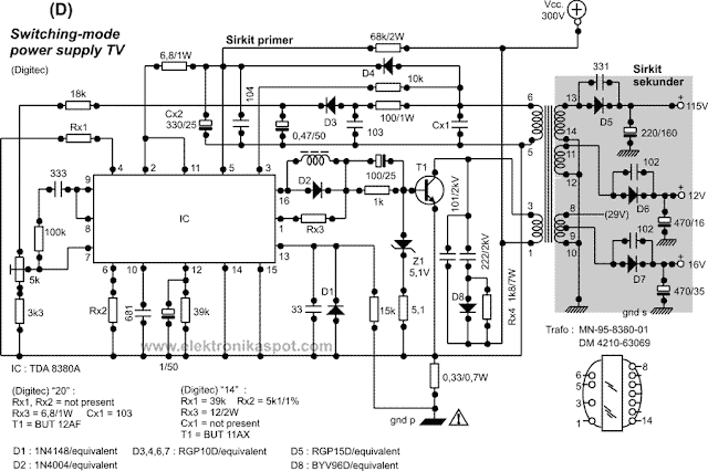 rangkaian smps driver tda8380 smps driver tda8380A