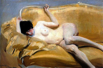 Desnudo en el diván amarillo, Joaquín Sorolla Bastida, Retratos de Joaquín Sorolla, Joaquín Sorolla y Bastida, Joaquín Sorolla, Pintor español, Retratista español, Pintores Valencianos