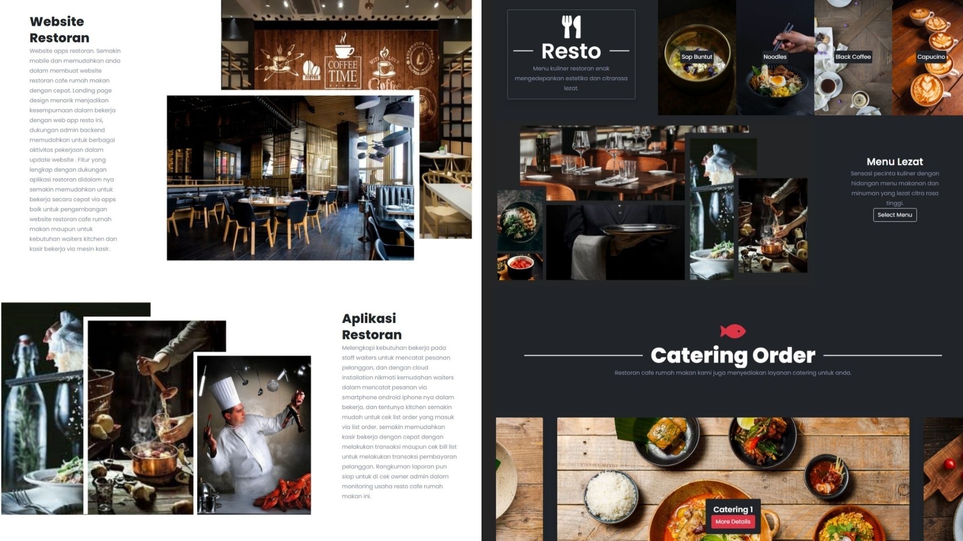 Katalog brosur pembuatan website CMS restoran cafe rumah makan.