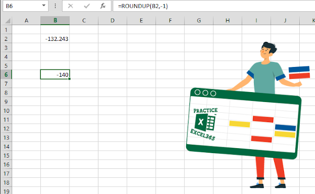 شرح صيغة الدالة ROUNDUP في برنامج مايكروسوفت Excel