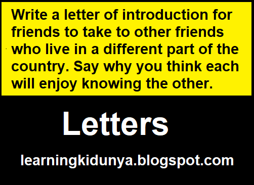 Write a letter of introduction for friends to take to other friends who ...