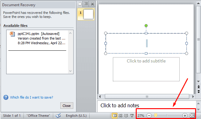 スライドをズームインおよびズームアウトします