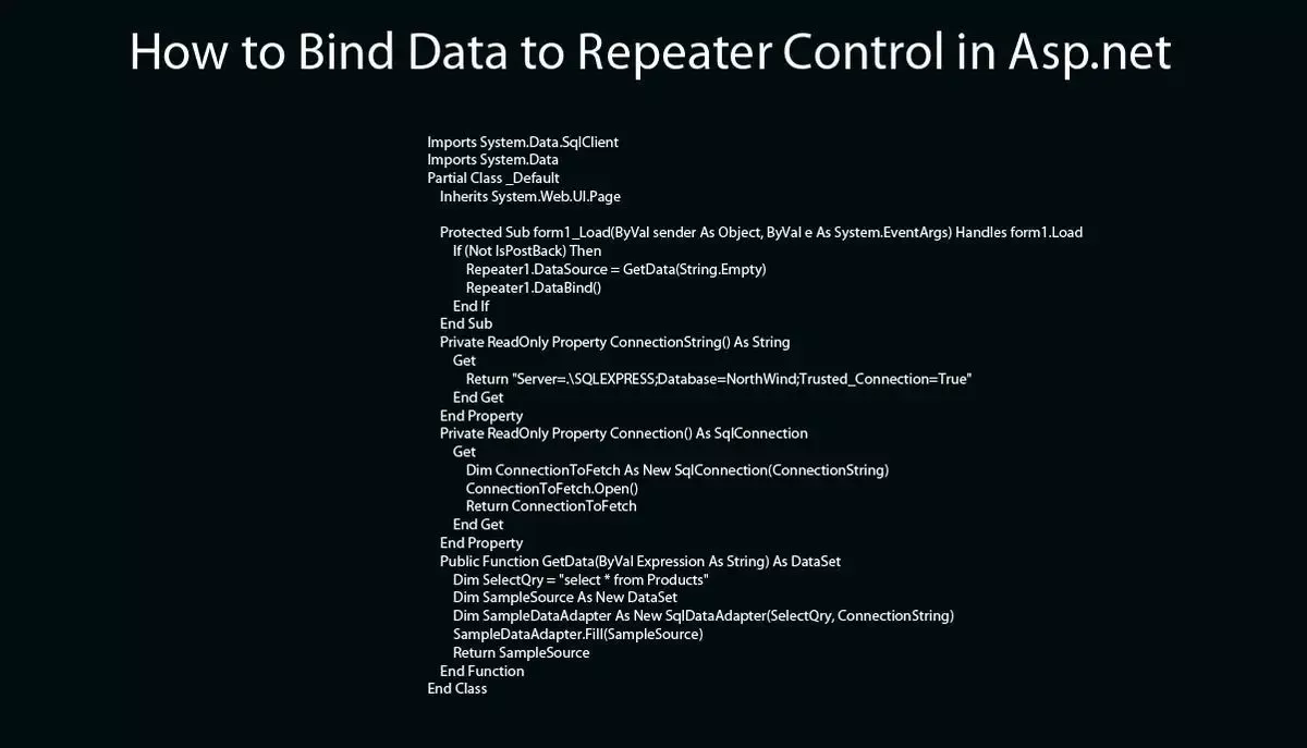 How to bind data to repeater control in Free Source code