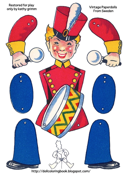 8 Vintage Circus Paper Dolls from Sweden | The Doll Coloring Book
