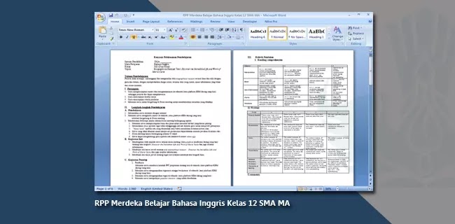 RPP Merdeka Belajar Bahasa Inggris Kelas 12 SMA MA Arsip