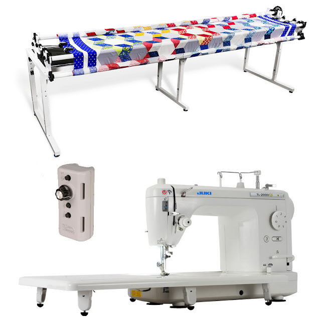 Juki TL-2000Qi 9" Long Arm Quilting Machine, Grace Continuum Quilting Frame and Grace Single Prong Speed Control