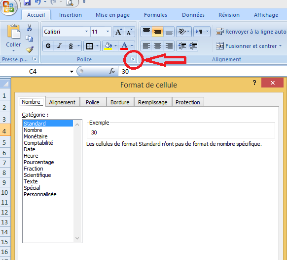 Goo Excel Format de cellule