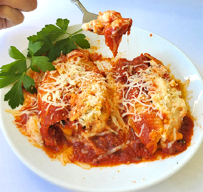 Mom's Italian Stuffed Baked Shells these are an authentic baked stuffed jumbo pasta shell with ricotta filling