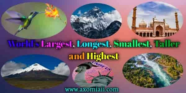 List of Longest, smallest, Largest, Highest, Tallest Places around the World and in India, বিশ্বৰ আটাইতকৈ ডাঙৰ, দীৰ্ঘতম আটাইতকৈ সৰু, ওখ আৰু সৰ্বোচ্চ